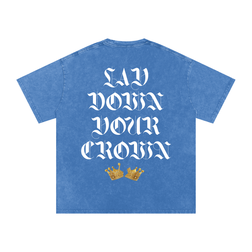 Lay Down Your Crown Snow Washed Oversized Cotton T-Shirt