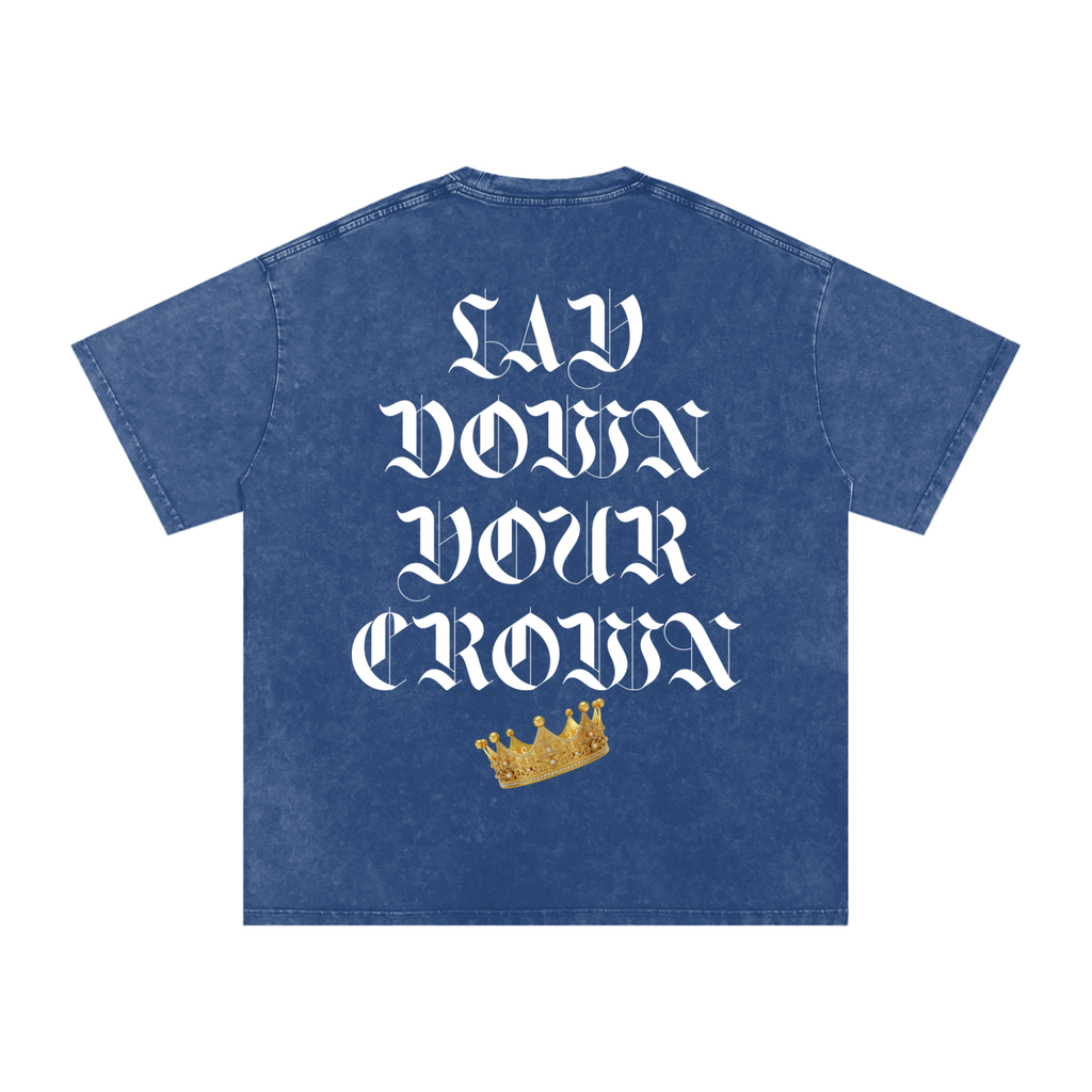 Lay Down Your Crown Snow Washed Oversized Cotton T-Shirt