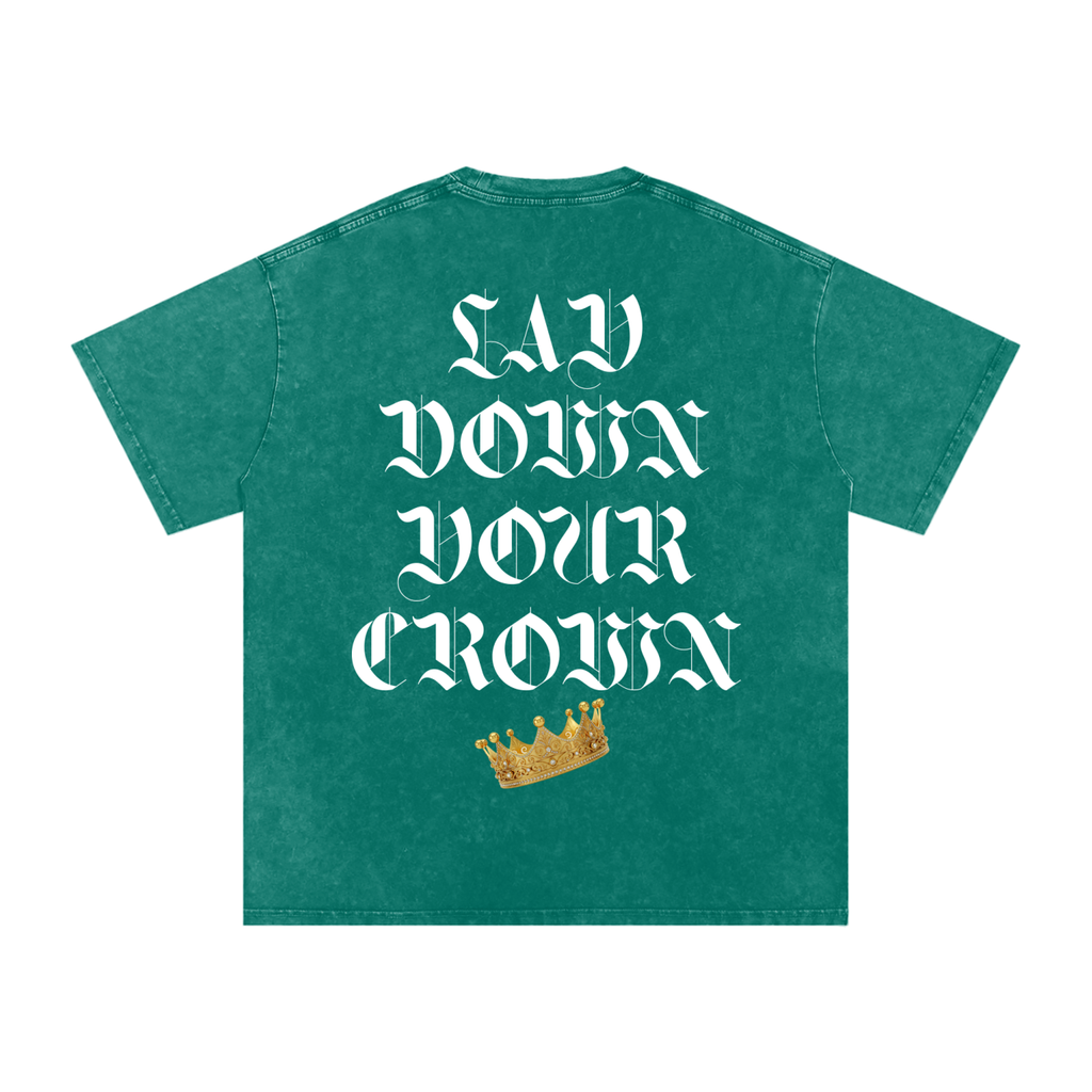 Lay Down Your Crown Snow Washed Oversized Cotton T-Shirt