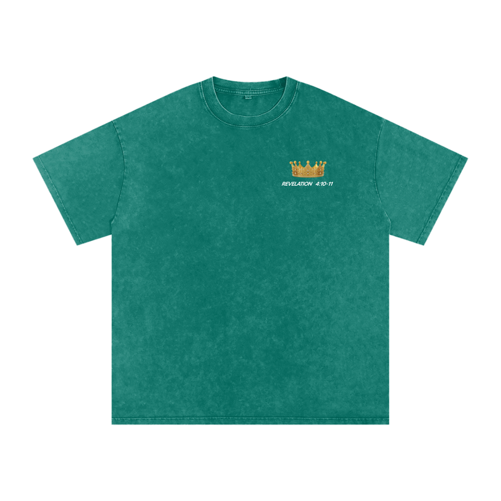 Lay Down Your Crown Snow Washed Oversized Cotton T-Shirt