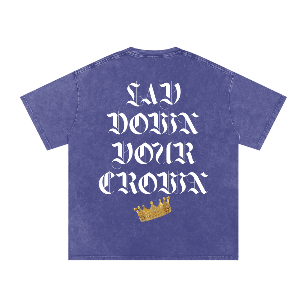 Lay Down Your Crown Snow Washed Oversized Cotton T-Shirt