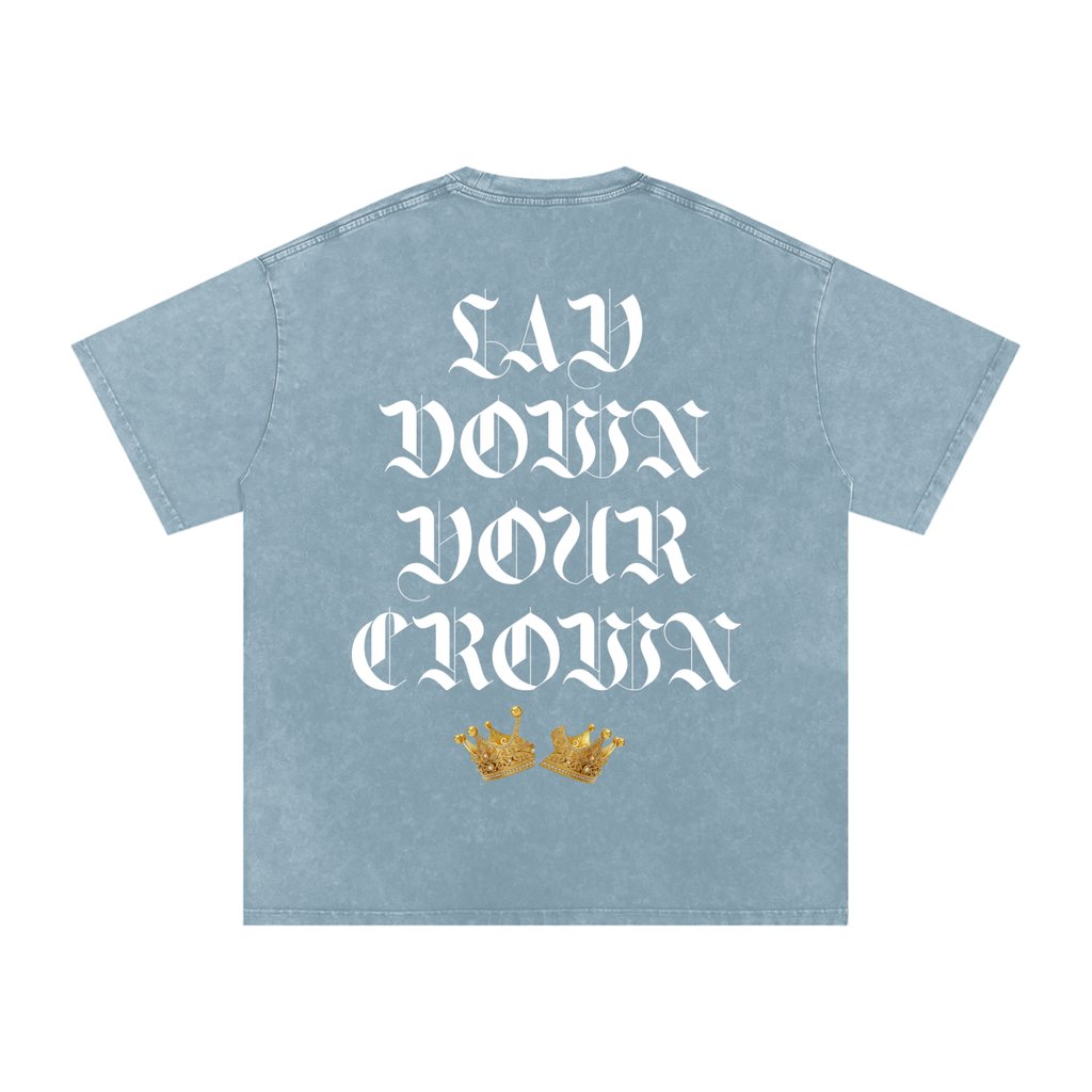 Lay Down Your Crown Snow Washed Oversized Cotton T-Shirt