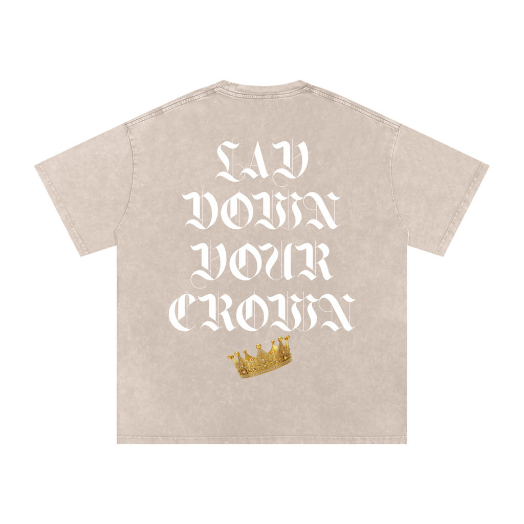Lay Down Your Crown Snow Washed Oversized Cotton T-Shirt