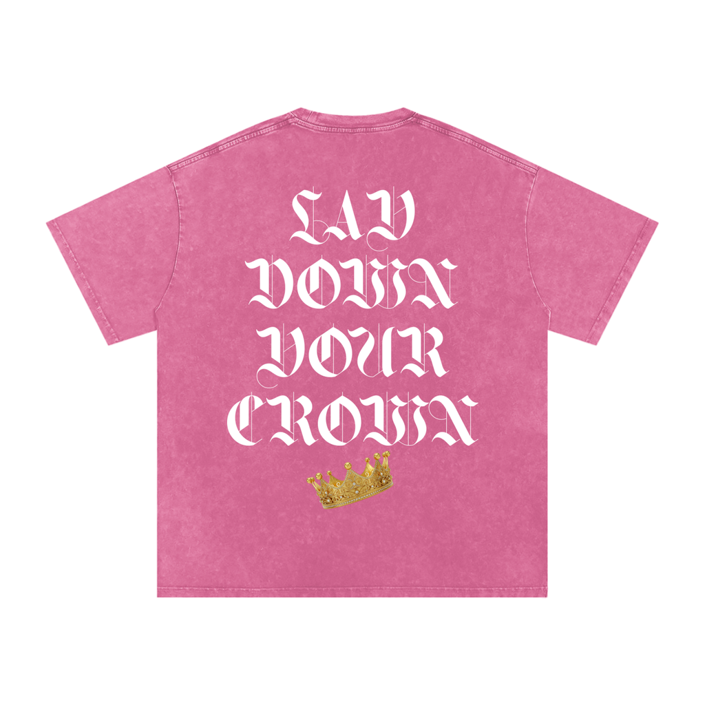 Lay Down Your Crown Snow Washed Oversized Cotton T-Shirt