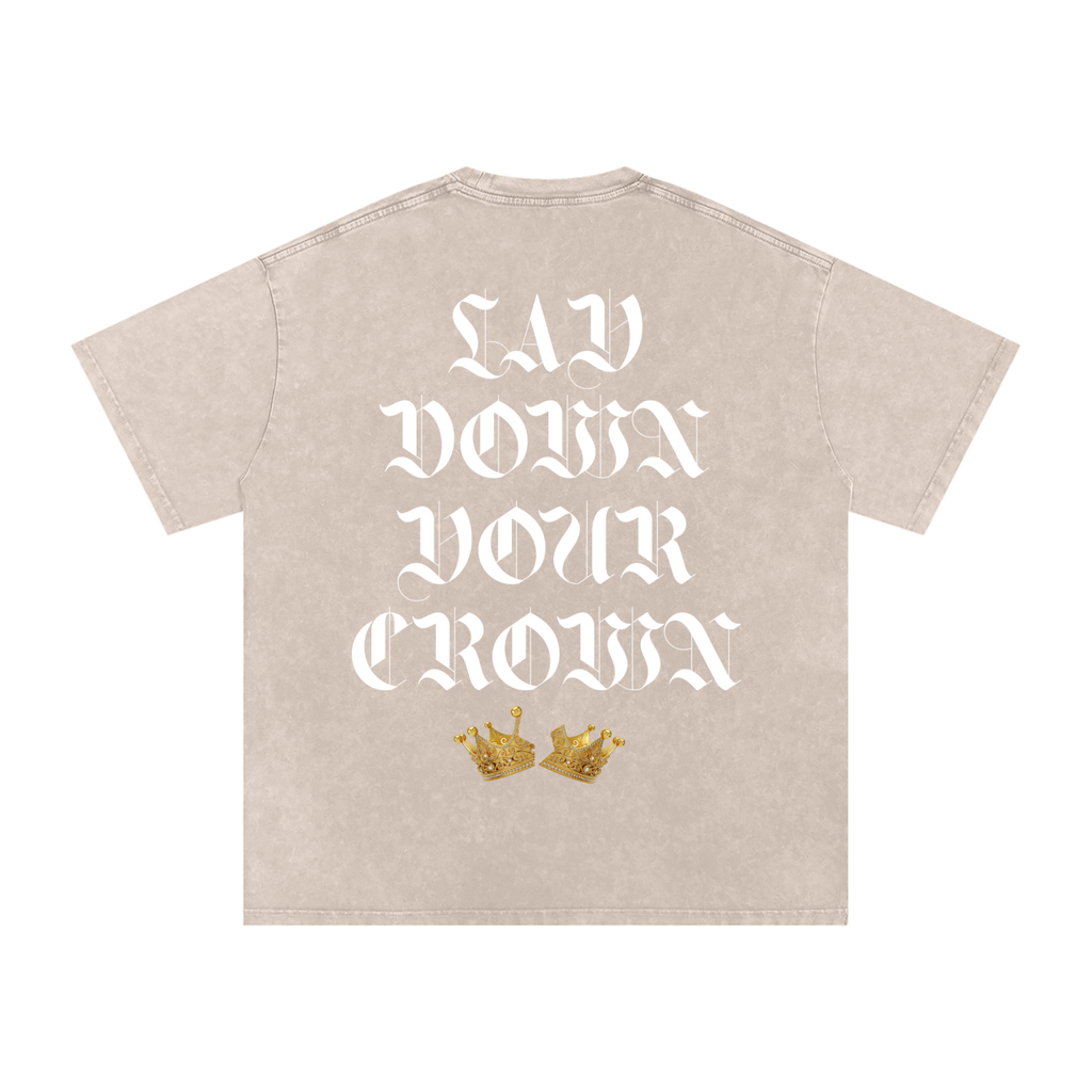Lay Down Your Crown Snow Washed Oversized Cotton T-Shirt