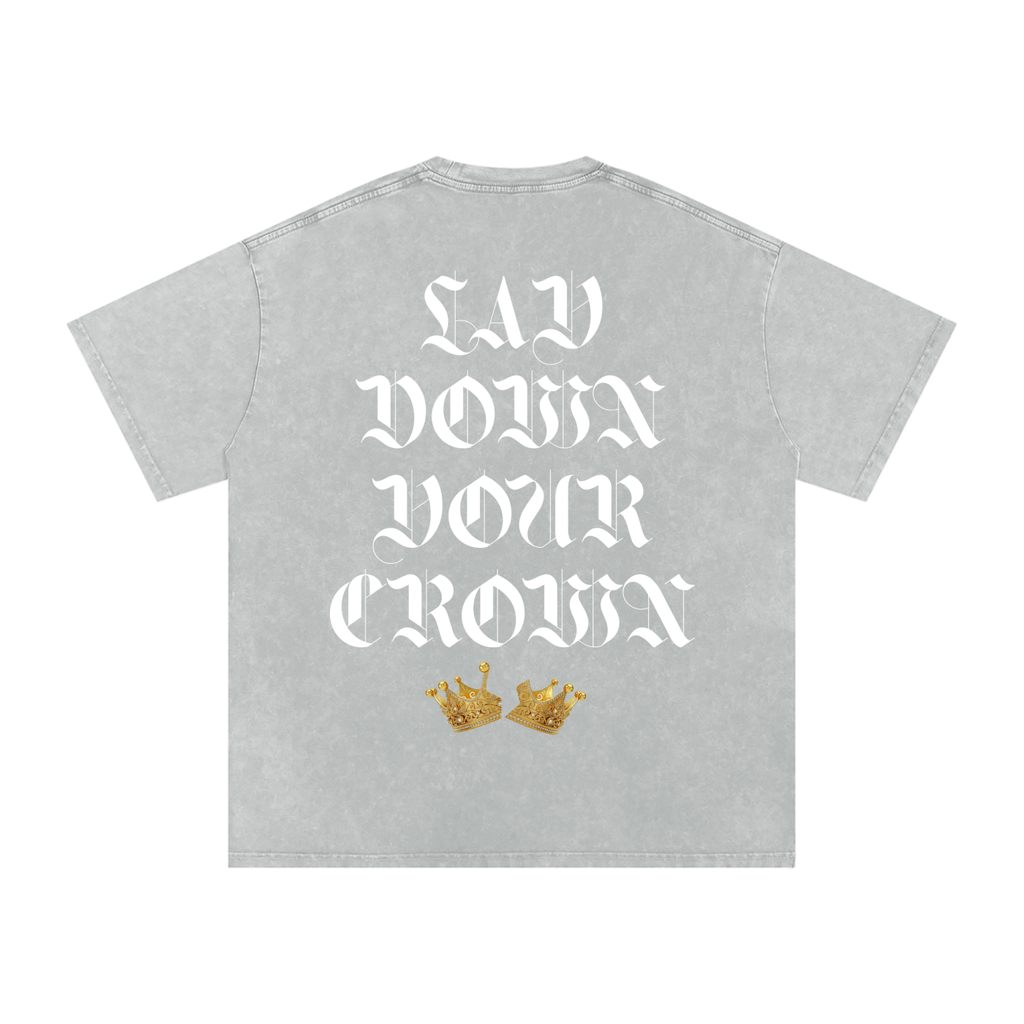 Lay Down Your Crown Snow Washed Oversized Cotton T-Shirt