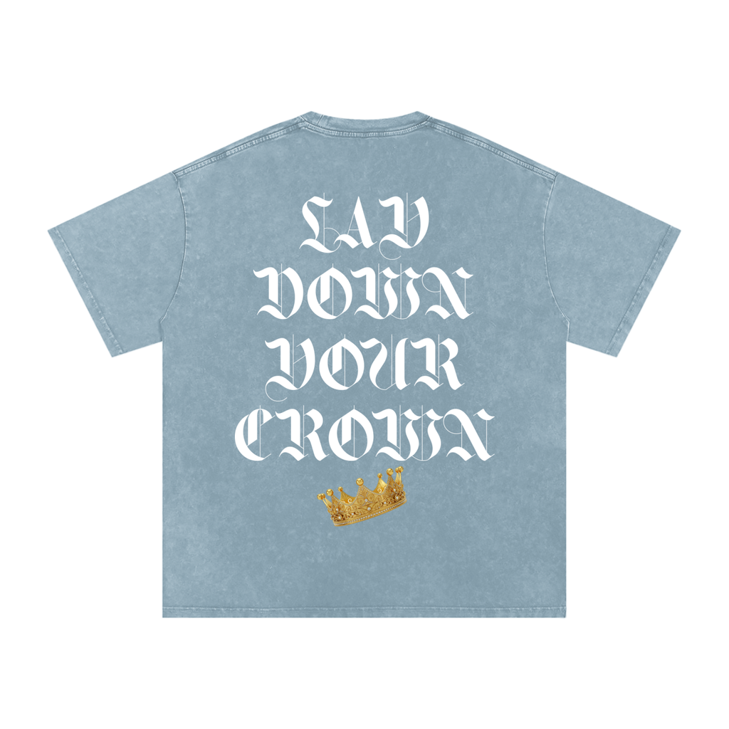 Lay Down Your Crown Snow Washed Oversized Cotton T-Shirt