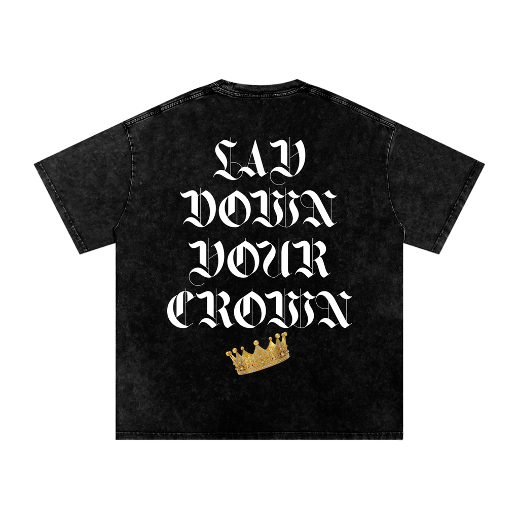 Lay Down Your Crown Snow Washed Oversized Cotton T-Shirt