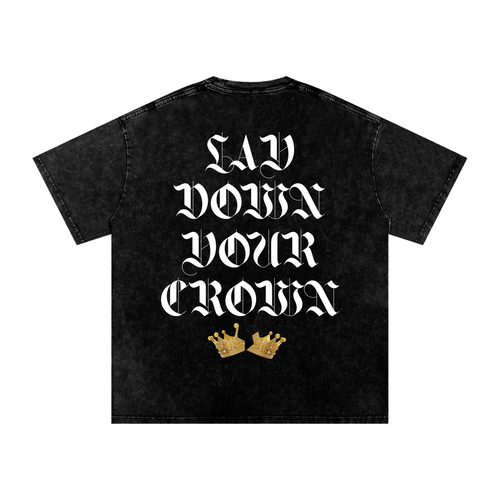 Lay Down Your Crown Snow Washed Oversized Cotton T-Shirt