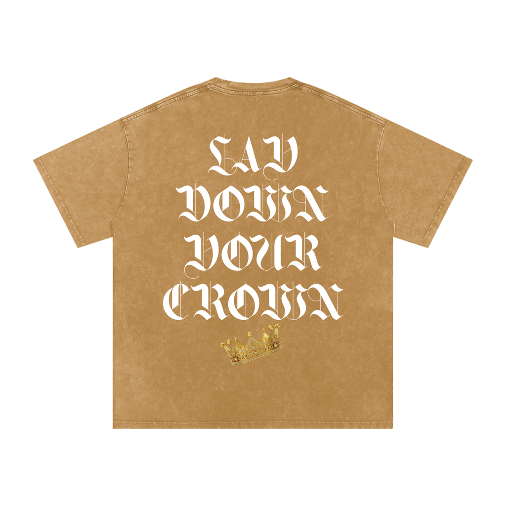 Lay Down Your Crown Snow Washed Oversized Cotton T-Shirt