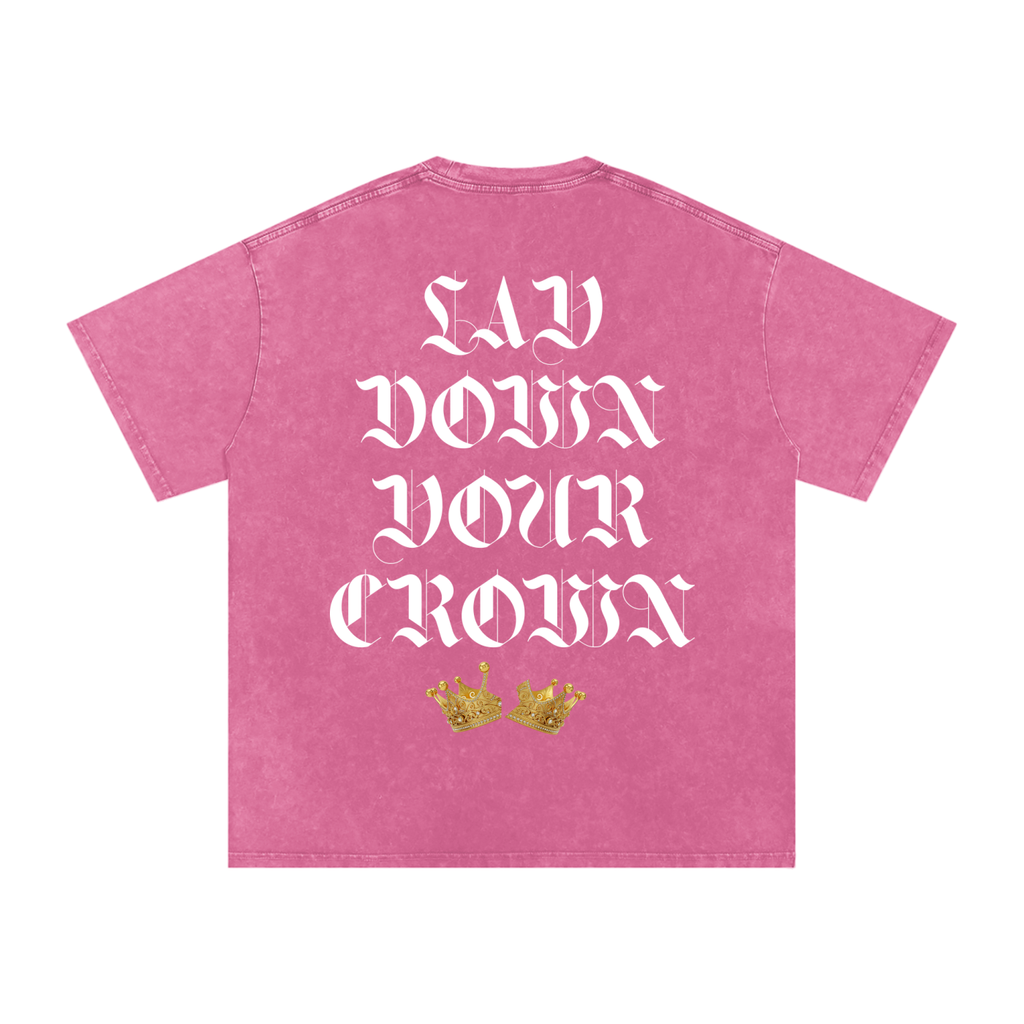 Lay Down Your Crown Snow Washed Oversized Cotton T-Shirt
