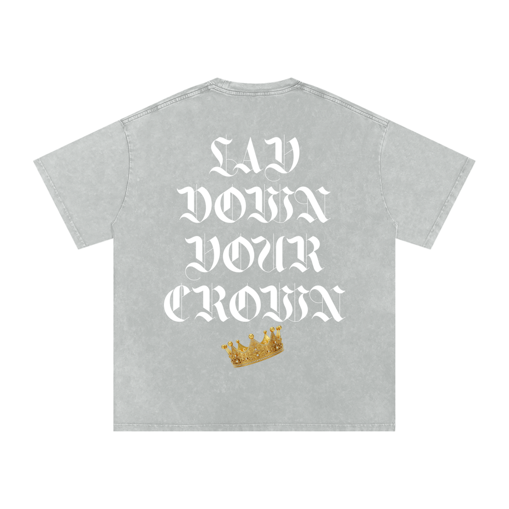 Lay Down Your Crown Snow Washed Oversized Cotton T-Shirt