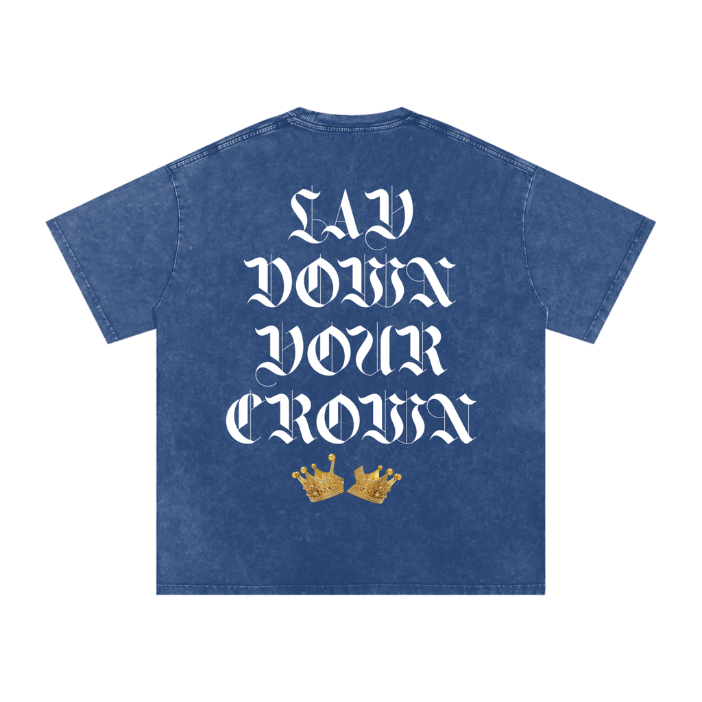 Lay Down Your Crown Snow Washed Oversized Cotton T-Shirt